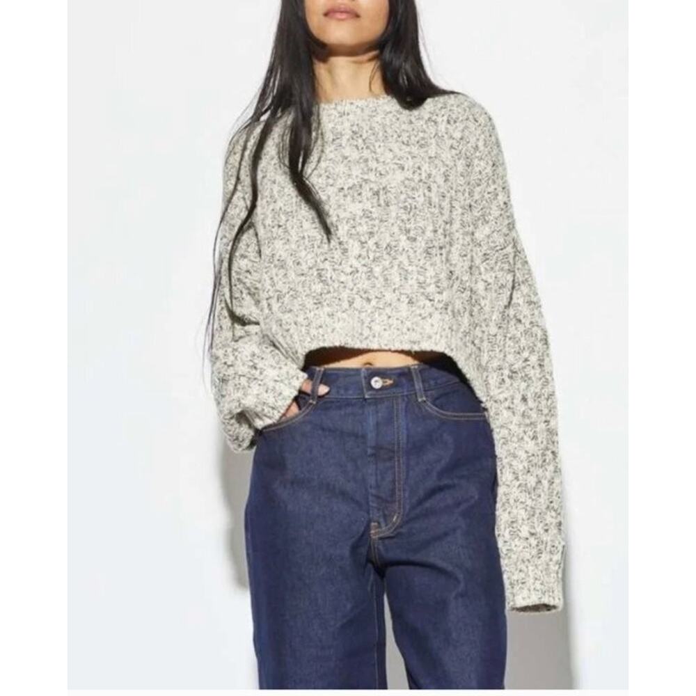 JAMES STREET CO Sz XS Textured Blake Oversize Crop Pullover Sweater